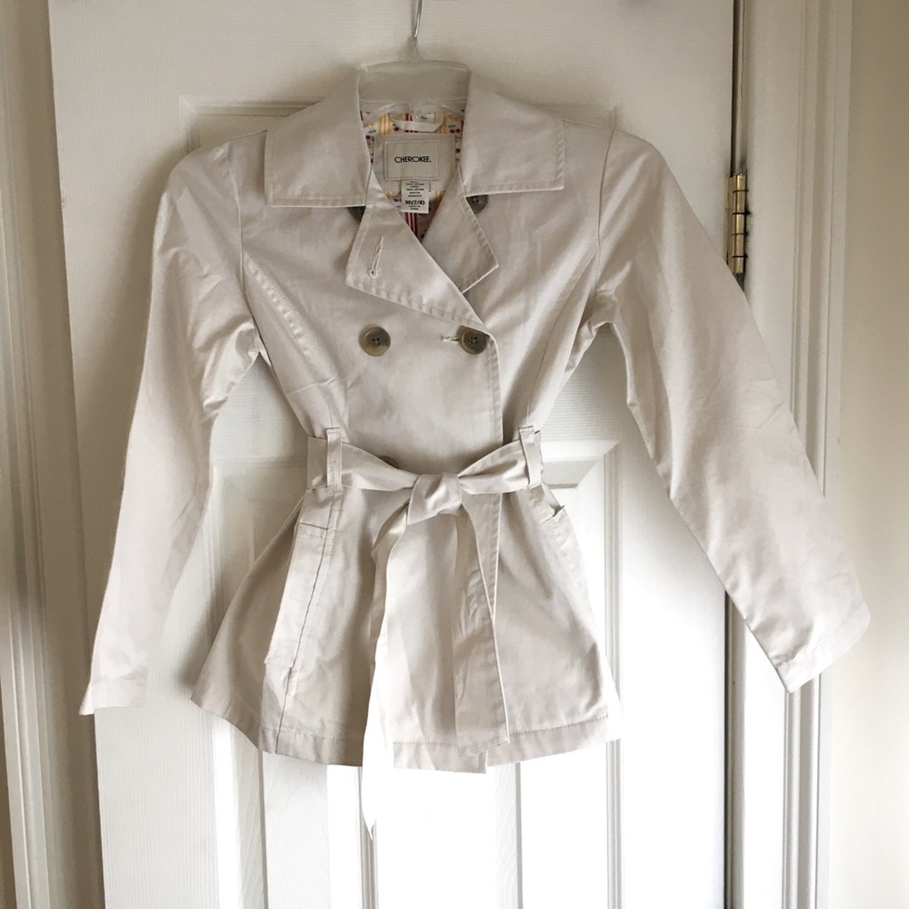 GIRLS CHEROKEE RAIN COAT, Off White